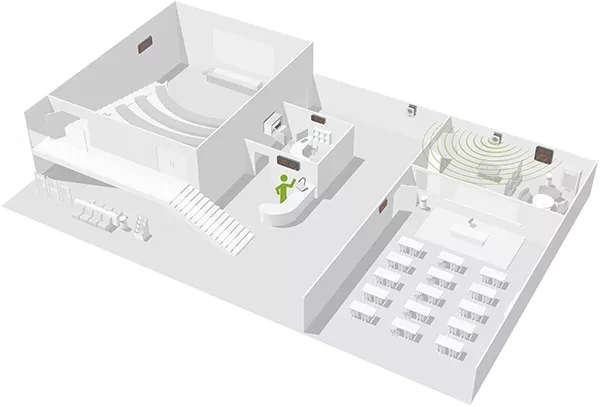 The Harmonys Multizone microphone, ideal for large buildings