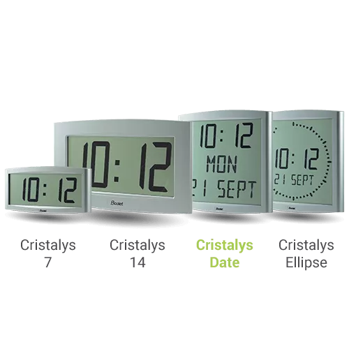 Indoor LCD digital clock with fixed or alternating display Cristalys Date