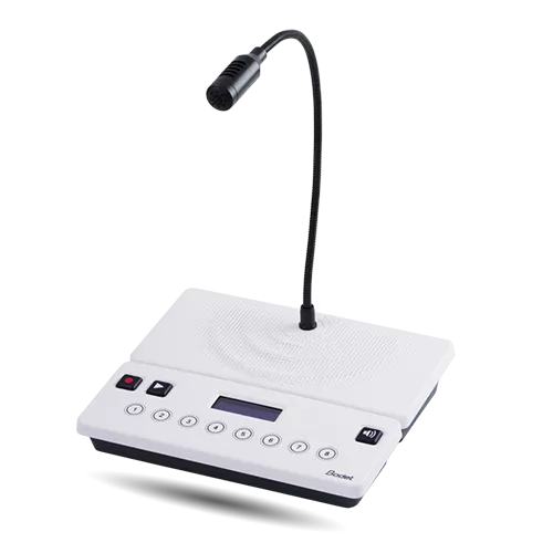 Harmonys microphone for broadcasting live or pre-recorded announcements