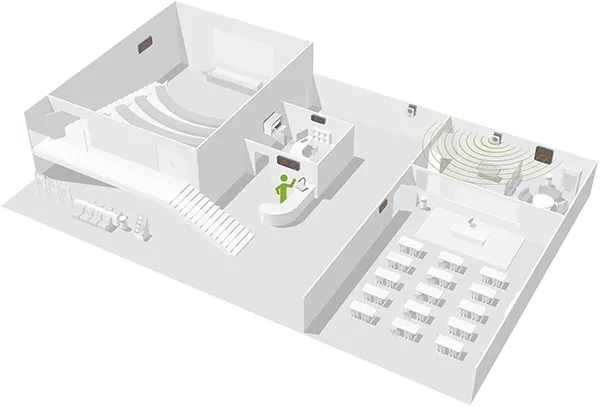 The Harmonys Multizone microphone, ideal for large buildings