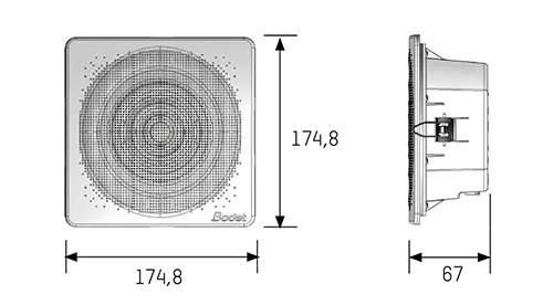 Dimensions of the Harmonys ceiling speaker