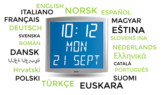 Several languages are available for the Opalys Date watch